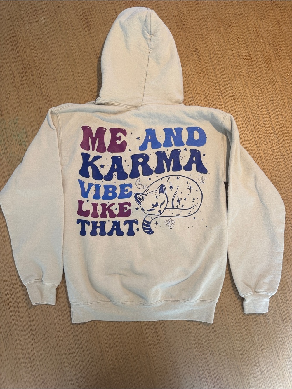 Taylor Swift “Me and Karma Vibe Like That” Hoodie Cream Sweatshirt Size S